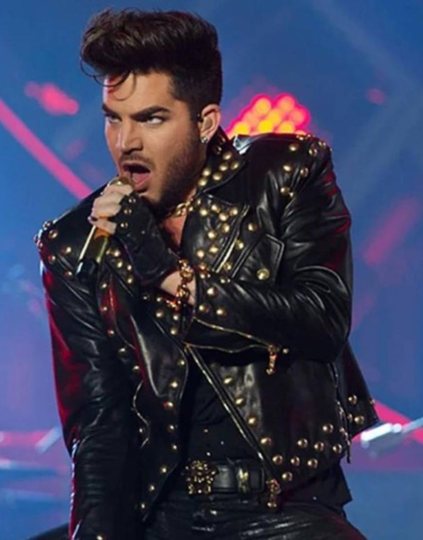 Singer Adam Lambert Black Leather Jacket